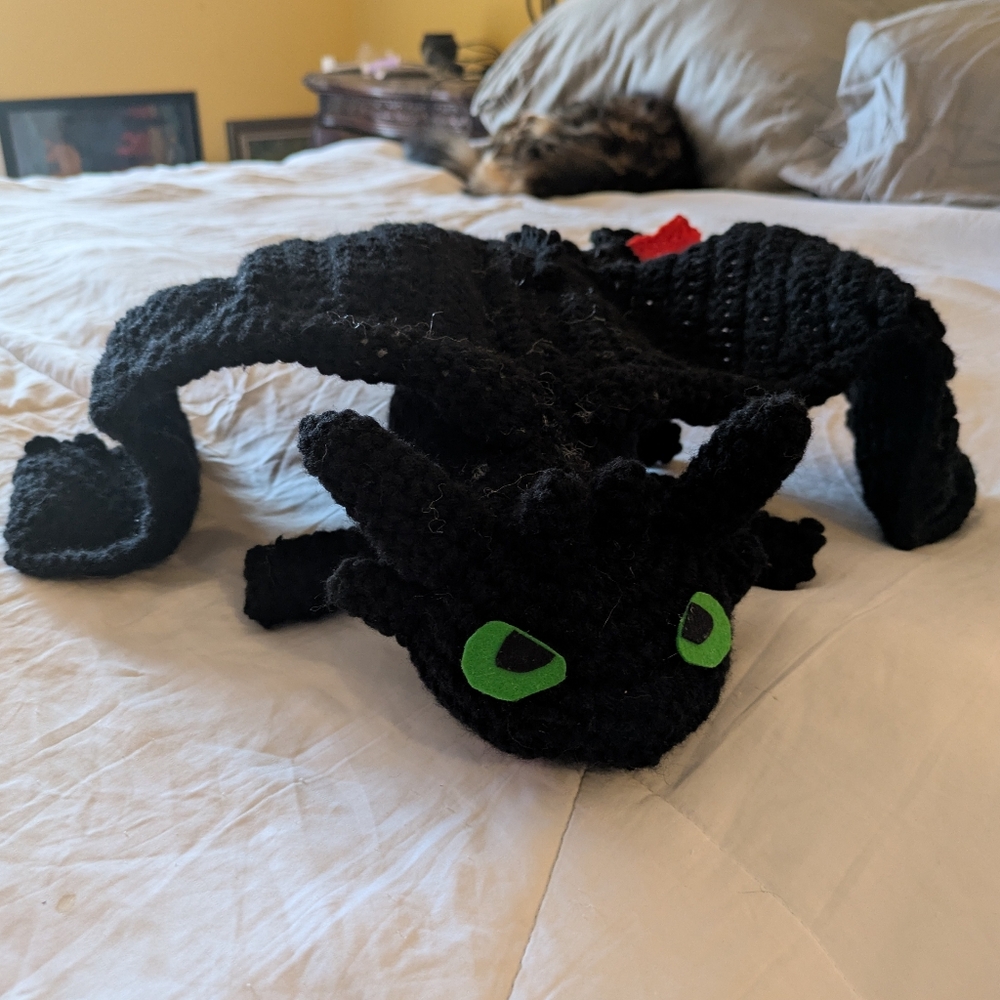 Crocheted Toothless Dragon Plush Toy - Picture 2 of 2